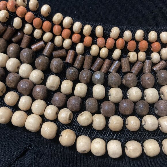 LUNDSTROM Black scoop neck beaded flutter sleeve top ~ Boho LARGE XL shirt tee - Picture 11 of 12